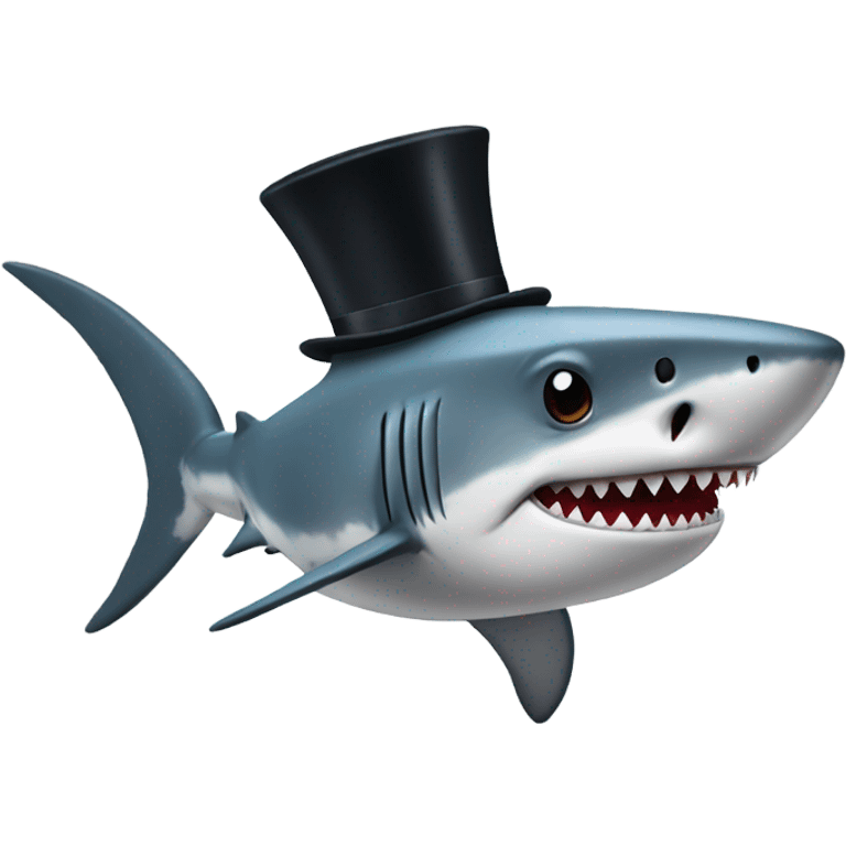 Shark with a top hat emoji