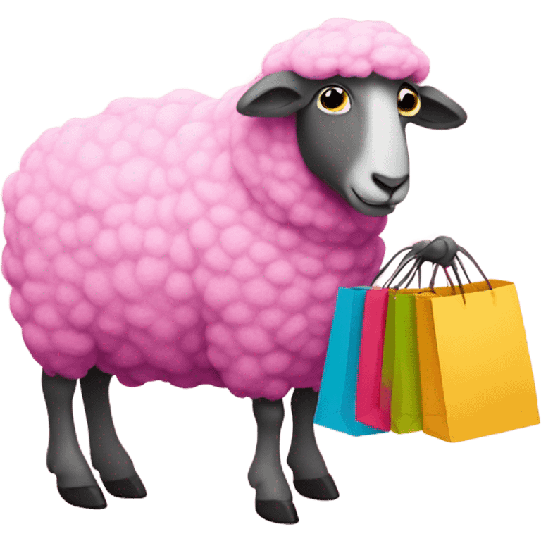 pink sheep with shopping bags  emoji