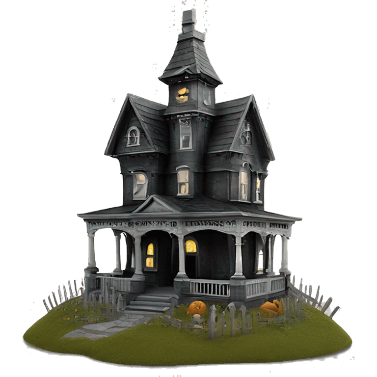 Haunting graveyard field Victorian mansion birdhouse  emoji