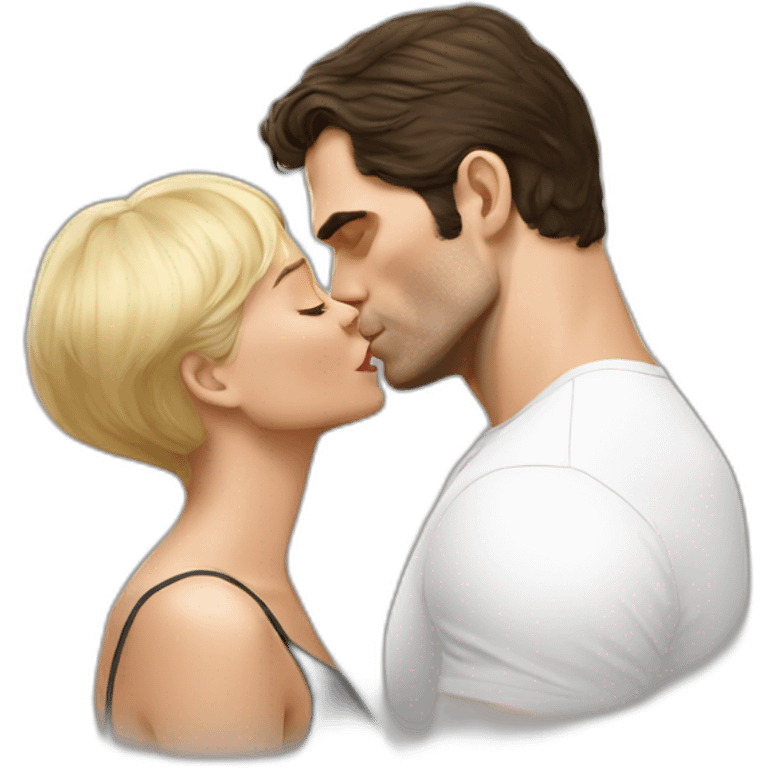 Henry Cavill kissing blond woman with very short hair emoji