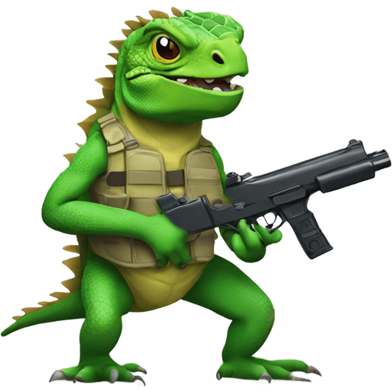 Iguana with a gun emoji