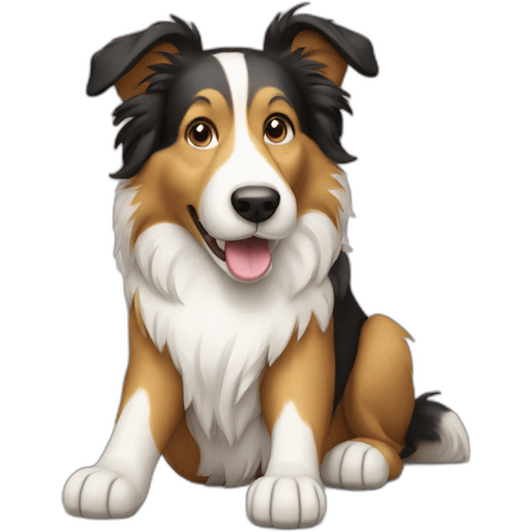 Collie dog holding a ball  emoji