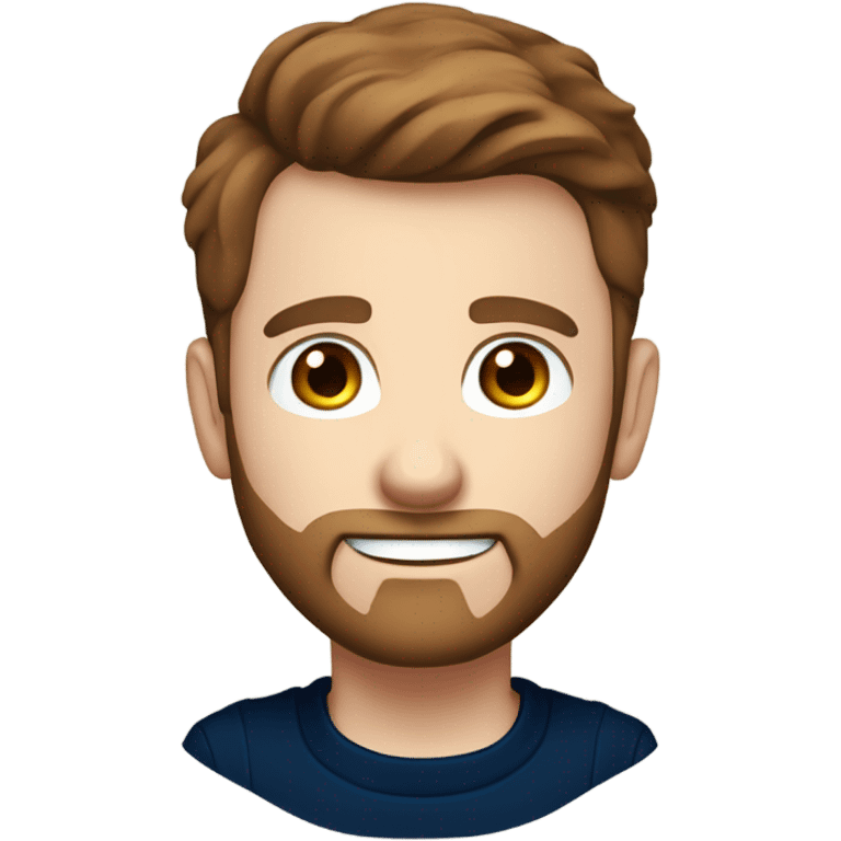 irish man blue eyes, brown short hair and short beard, wearing a smart navy blue jumper. torso emoji