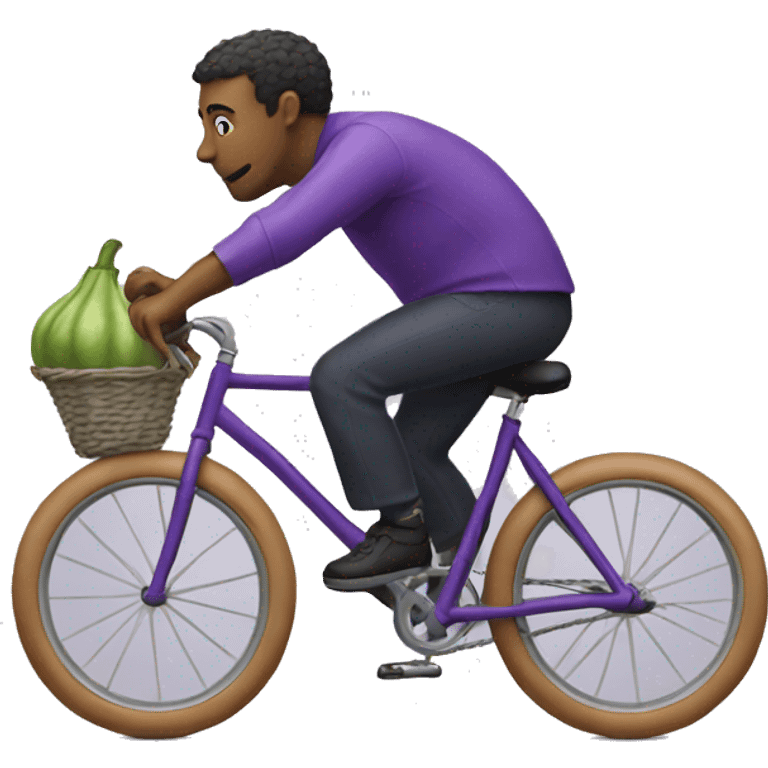 A man riding a bicycle but the bike is an eggplant  emoji