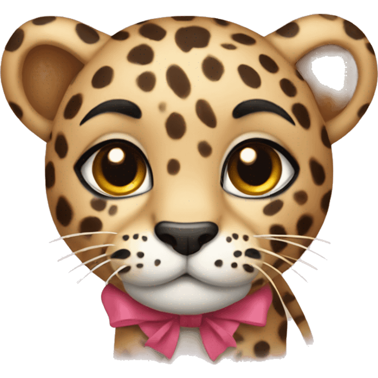 cute leopard with bow emoji