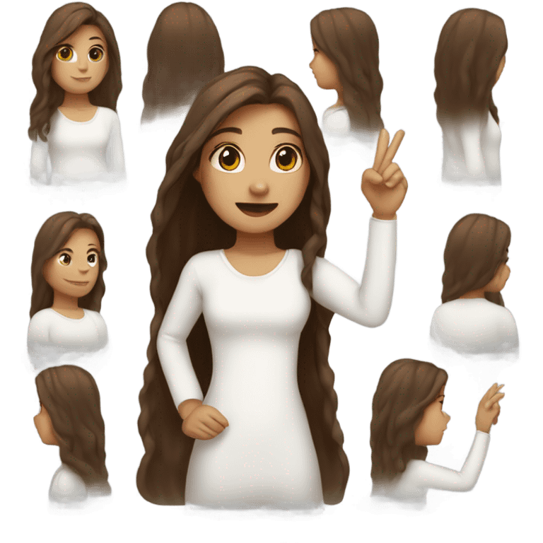 Girl with brown long hair and white long sleeve with key in hand emoji