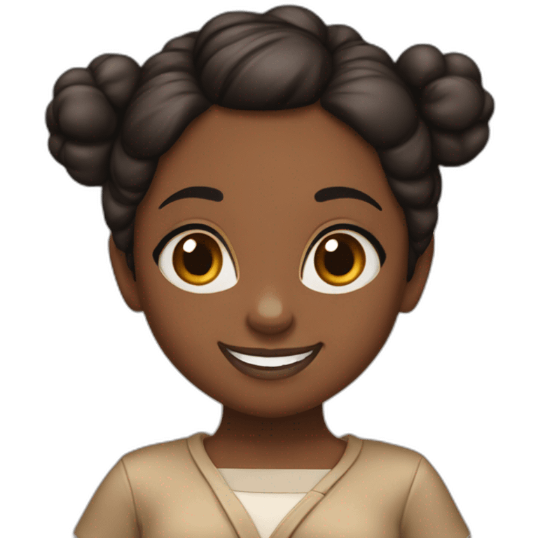 black girl brown eyes and sblack hair in a bun eating kinder bueno emoji