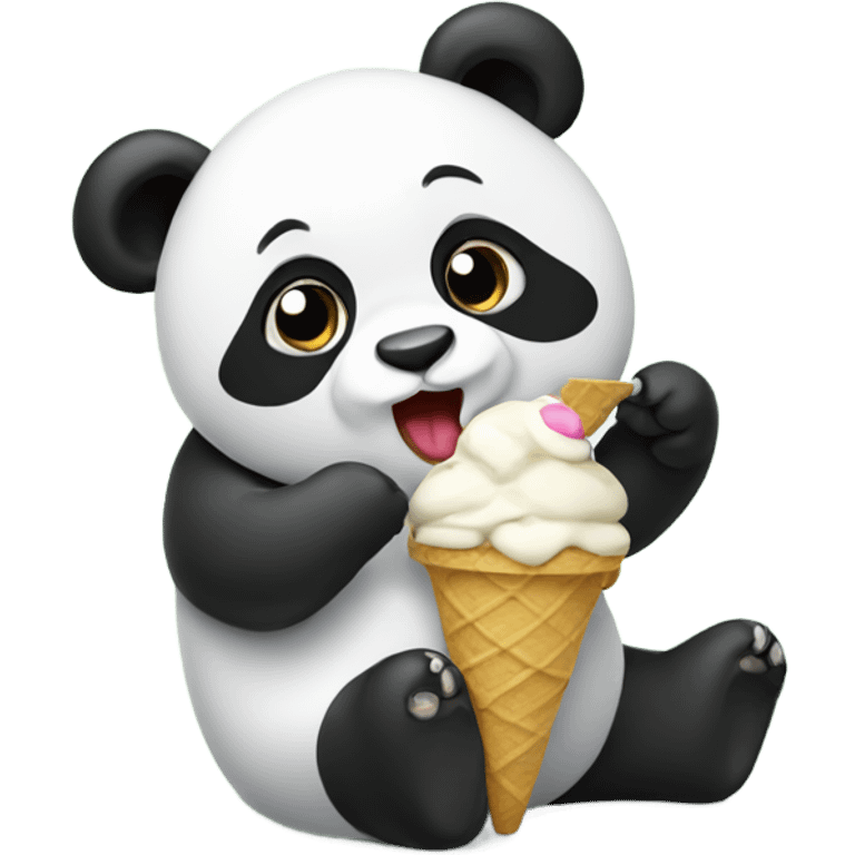 Panda eating ice cream emoji