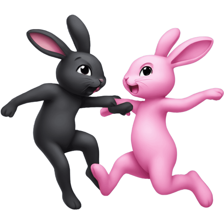 black bunny dancing with pink bunny emoji