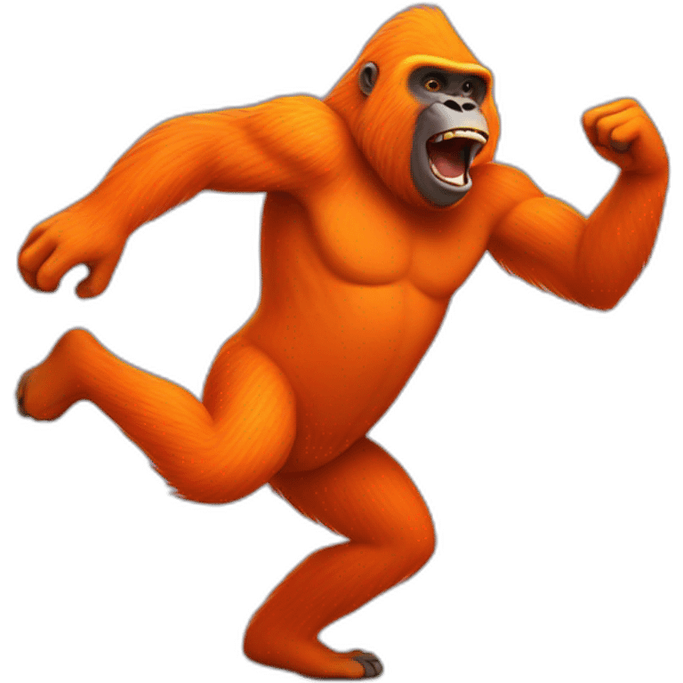 A dancing orange gorilla emoji