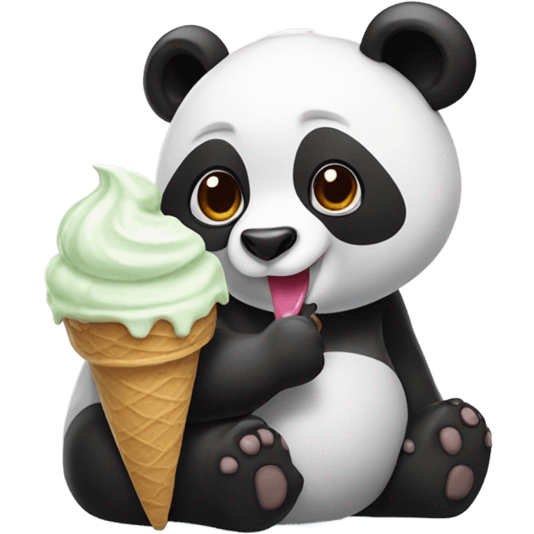 Panda eating ice cream emoji