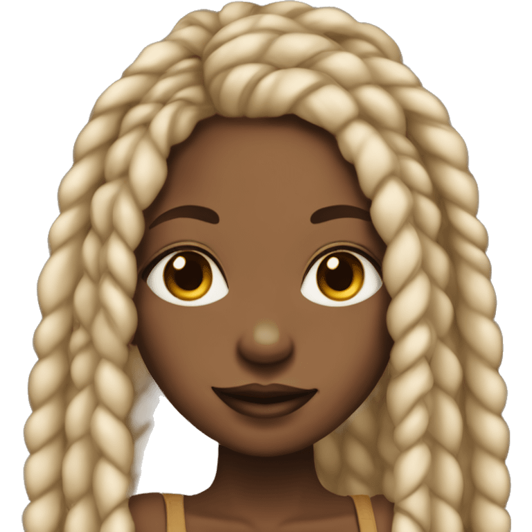 Brown skin black girl with blonde ish black box braids  emoji