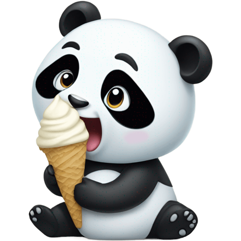 Panda eating ice cream with a hoodie emoji