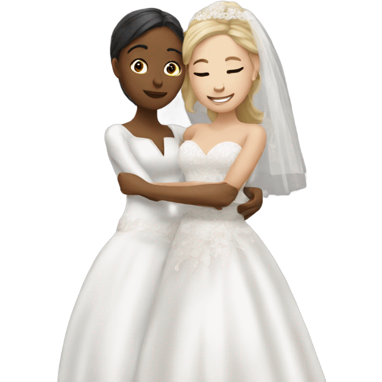 Bride and friend hugging  emoji