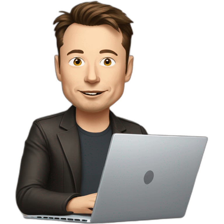 Elon Musk using laptop emoji