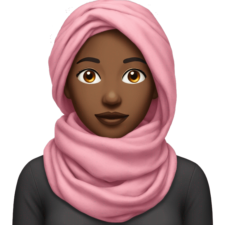 Pink winter pretty black woman with pink neck scarf  emoji