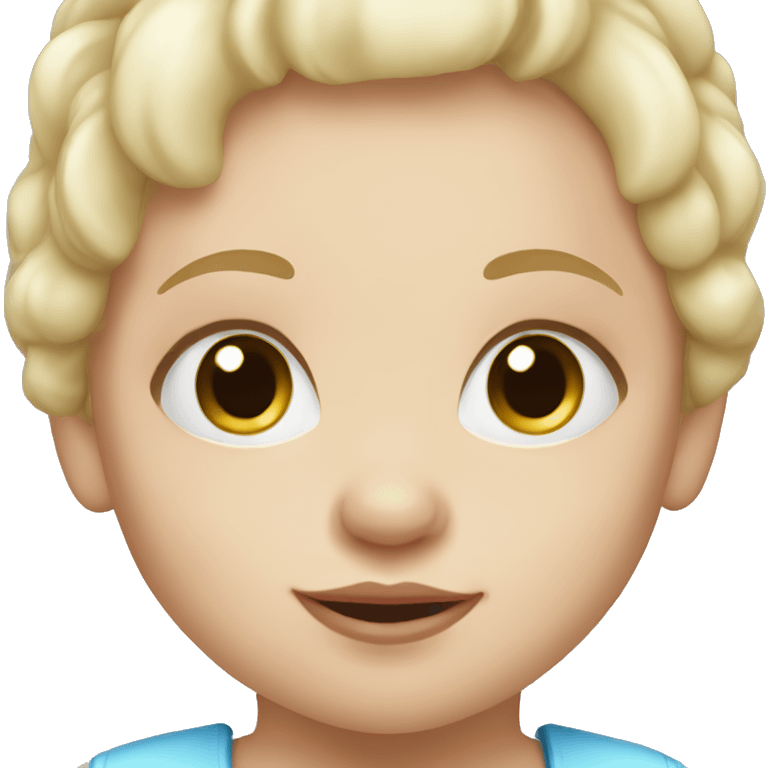 Blue eyed blonde toddler girl with white skin and short hair emoji