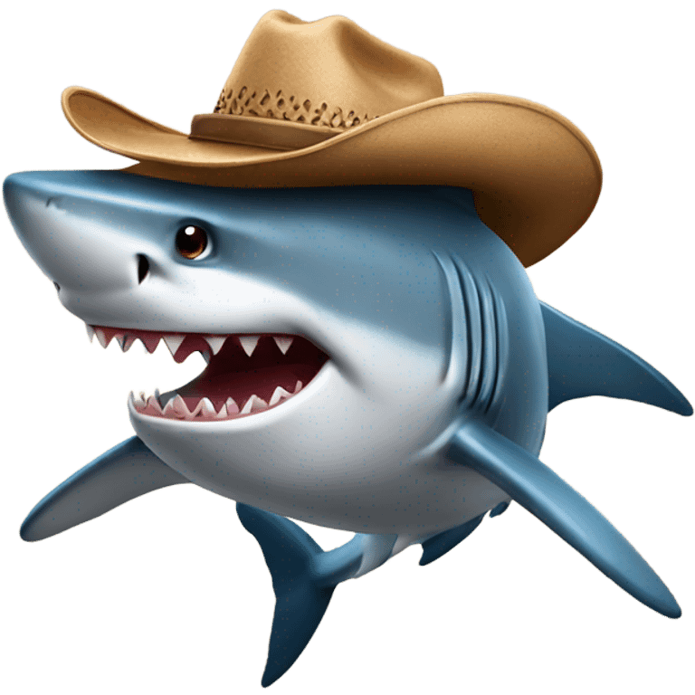 Shark wearing cowboy hat emoji