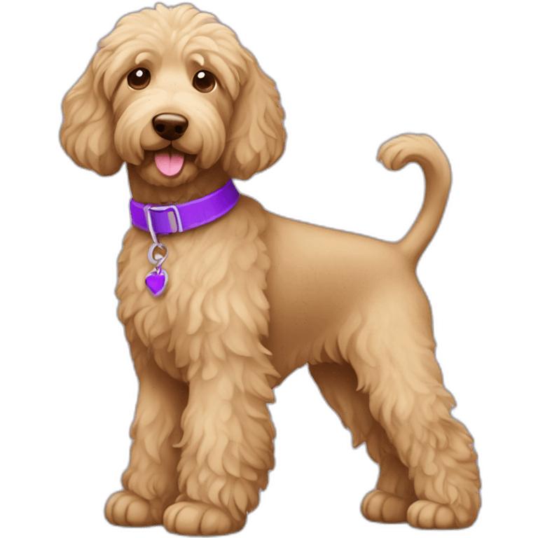 labradoodle with legs with violet collar emoji