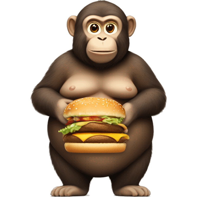 Fat monkey with two McDonald’s burgers  emoji