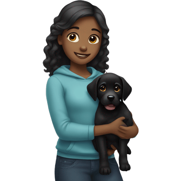 girl holding black lab puppy emoji