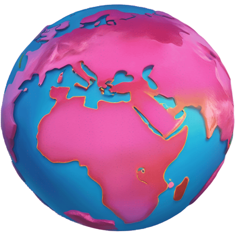 Hot pink planet earth detailed  emoji