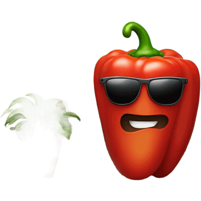 Red pepper with Mantel and sunglasses and necklace emoji