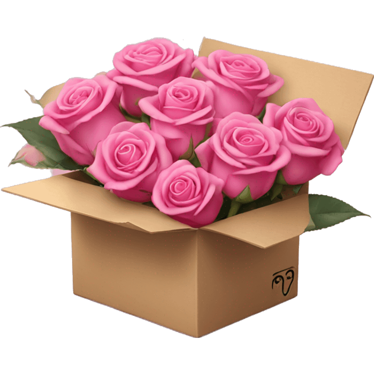 Pink roses in box with makeup  emoji