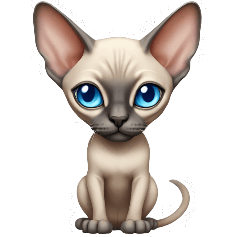 Siamese Sphynx  cat with blue eyes full body emoji