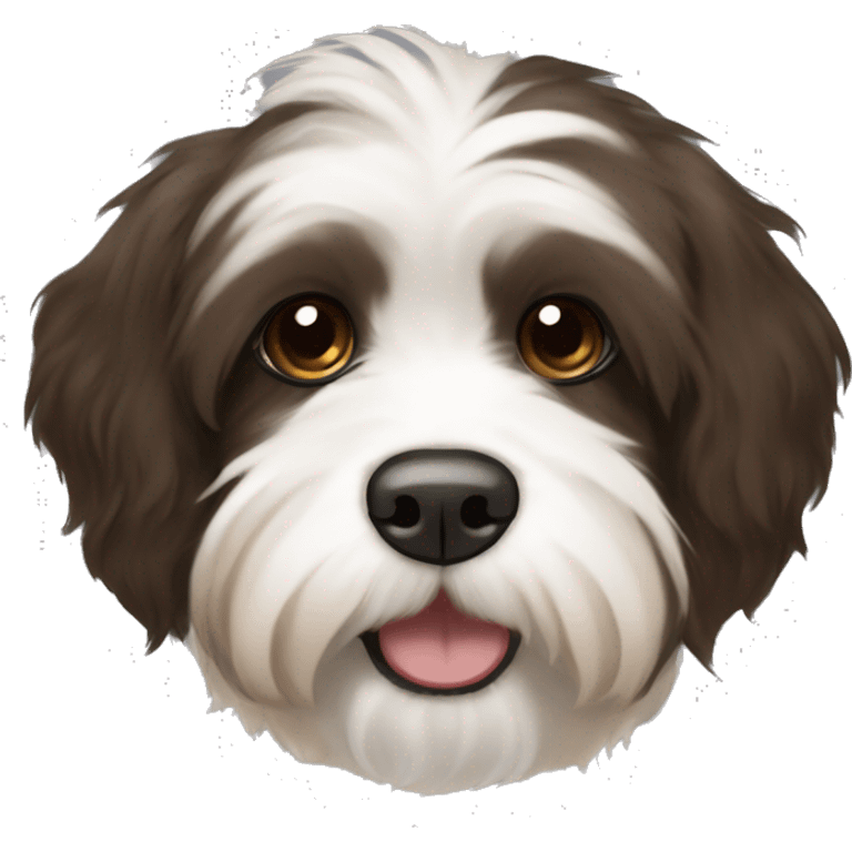 dark brown, light brown, and white havanese with an underbite  emoji