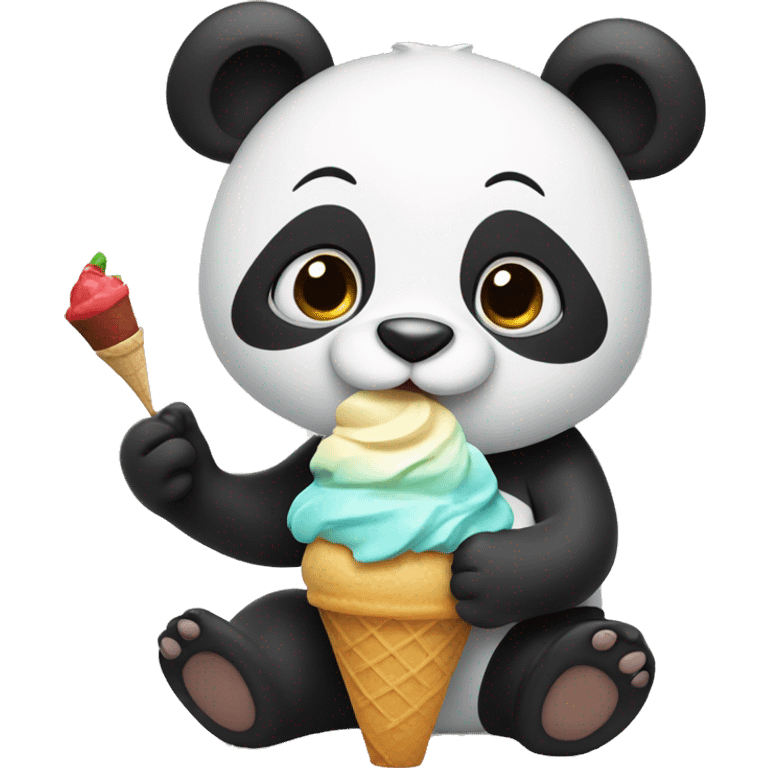 Panda eating ice cream emoji