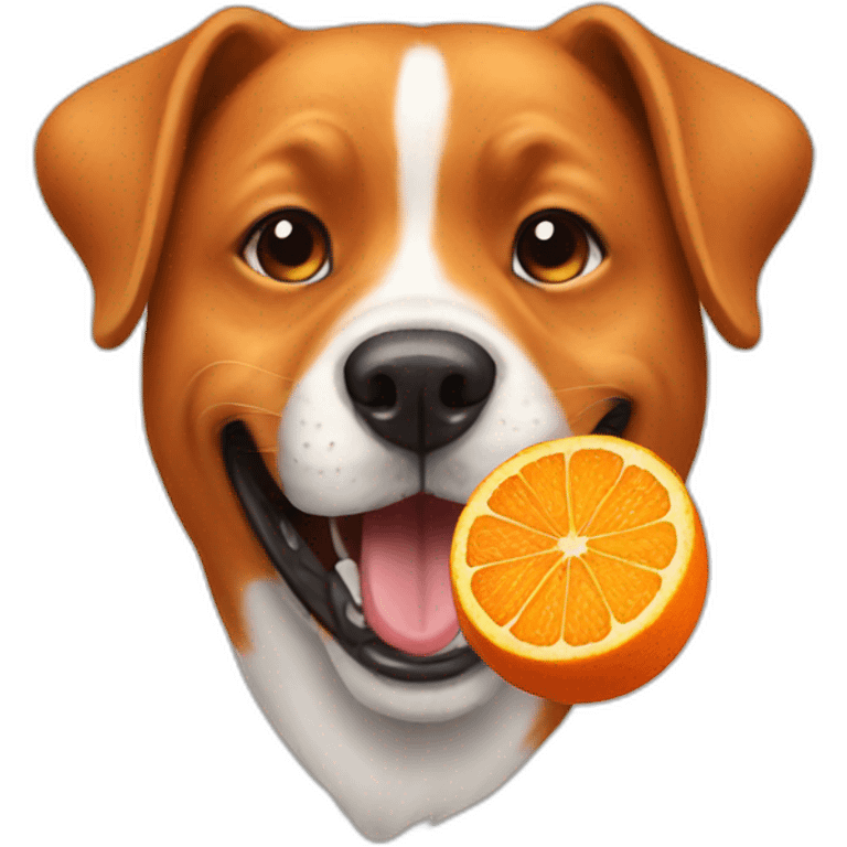 dog eating orange emoji