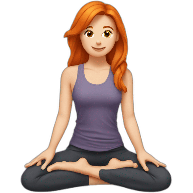 Rousse qui fait du yoga emoji