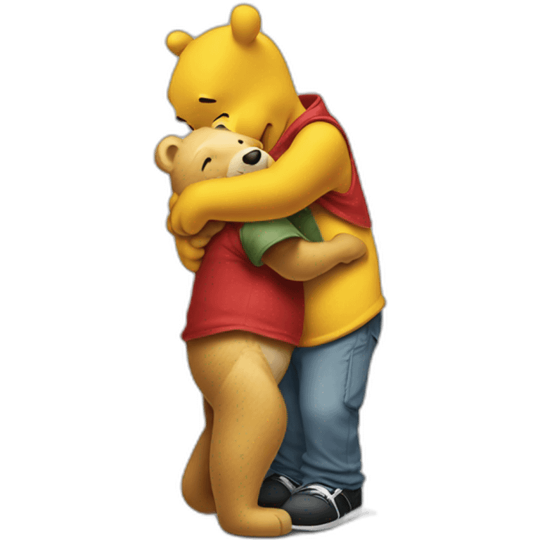 winnie the pooh with eminem hugging emoji