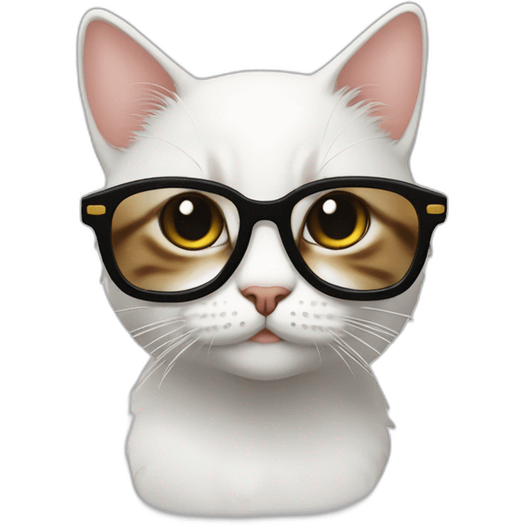 joven piel blanca gafas y gato emoji