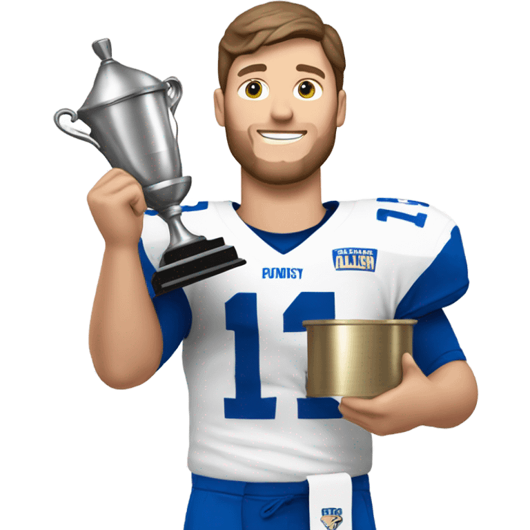 White Josh Allen holding trophy  emoji