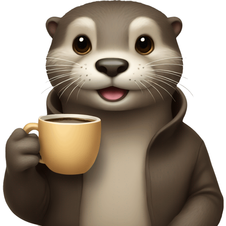 Otter holding a mug of coffee emoji