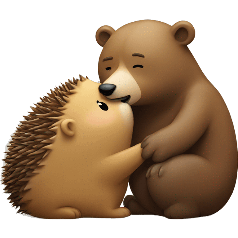 bear kissing hedgehog emoji