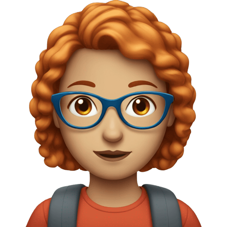 Red-haired girl with blue eyes and round glasses emoji