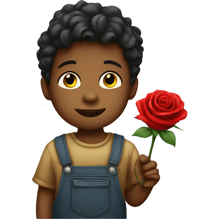 Little boy holding rose emoji