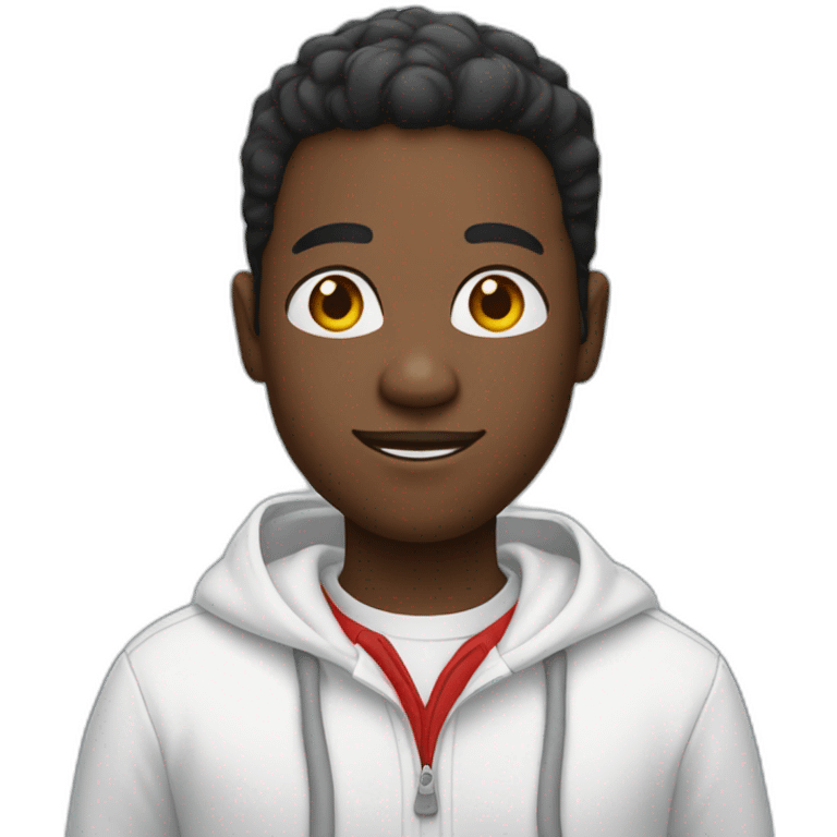 black man in white collared shirt and red hoodie emoji