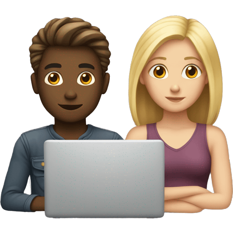 white boy and girl behind laptop emoji