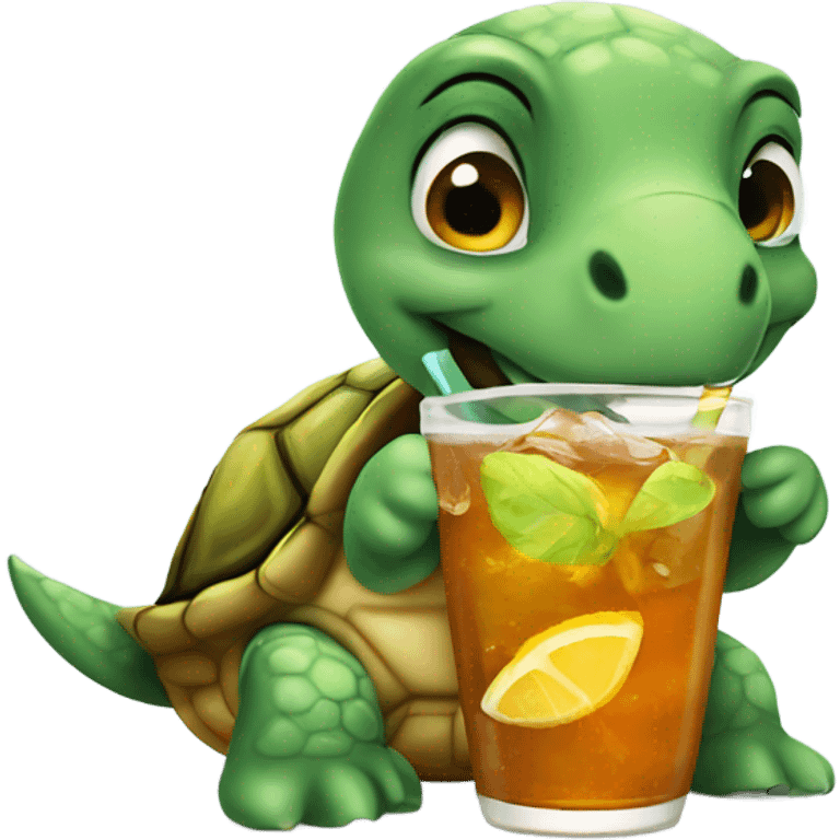 turtle drinking iced tea emoji