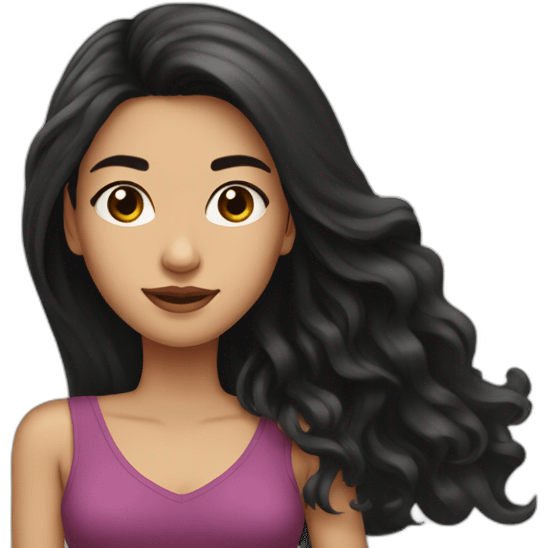 woman spanish black haired long hair split in the middle emoji