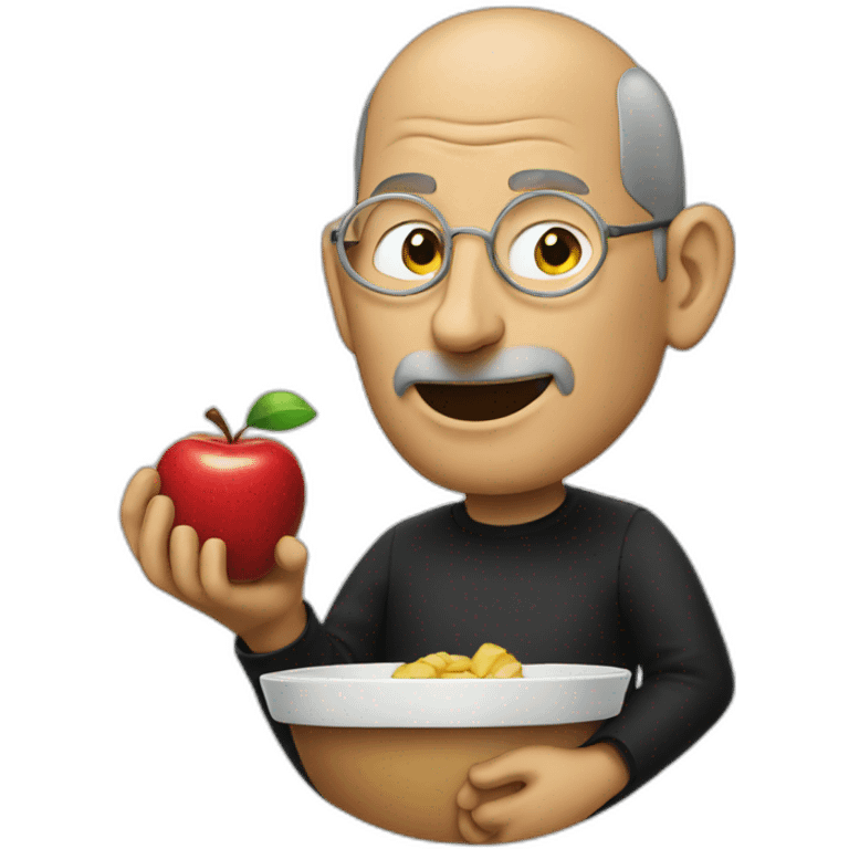 Steve Jobs eating one apple emoji