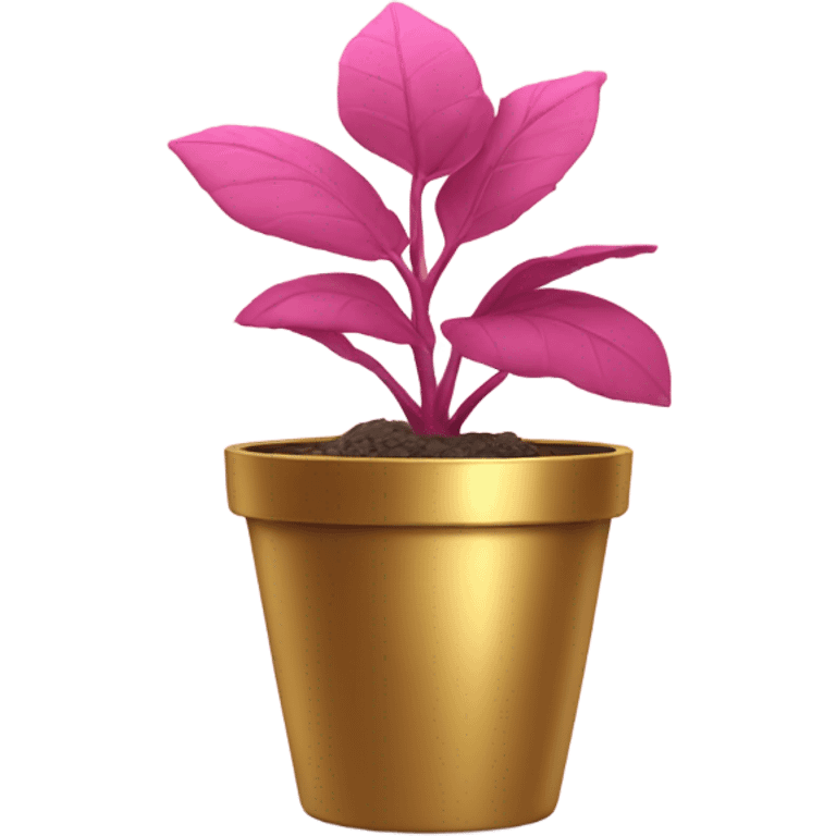 Pink plant in gold pot emoji