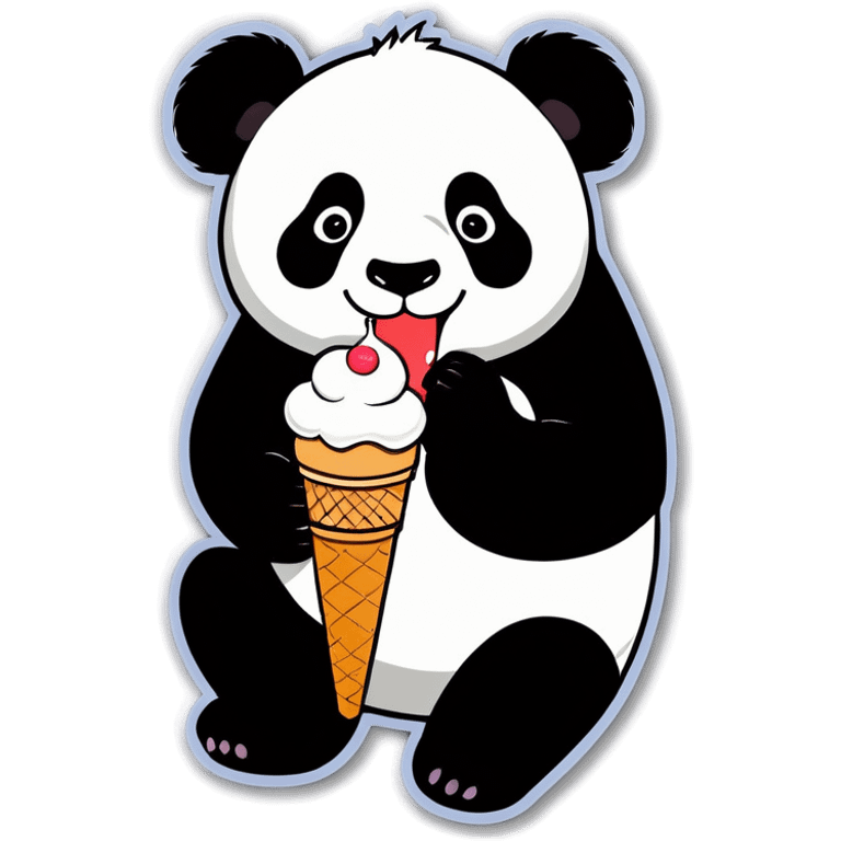 Panda eating ice cream emoji