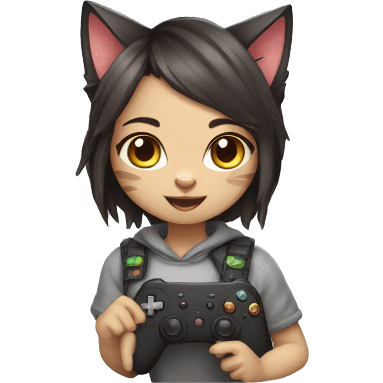 cute gamer cat girl emoji