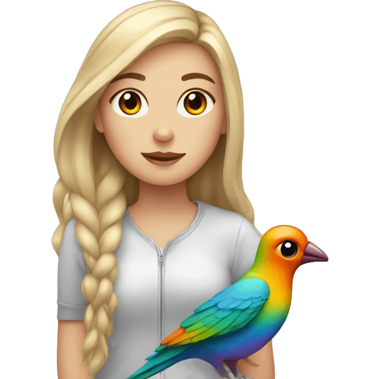 White Girl with colorful bird  emoji