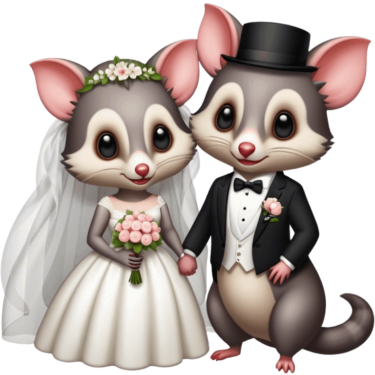 A bride and groom possums  emoji